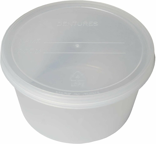 Pack of 250 Denture Bath Case Cups. Translucent Dental Orthodontic