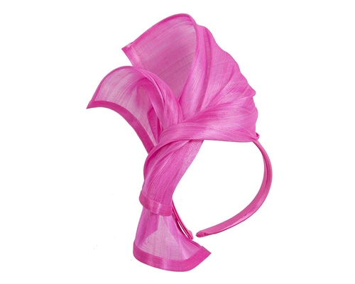 Bespoke hot pink silk abaca racing fascinator