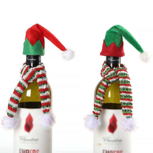 Christmas decoration red wine bag red wine bottle decoration yarn elf
