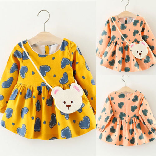 Autumn Bag Dress Pink/Yellow Heart Kids Baby