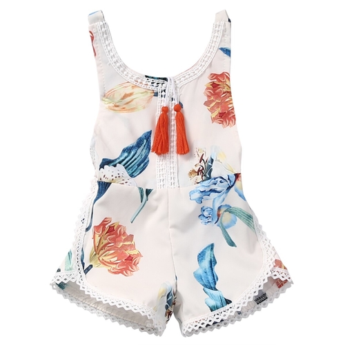Babies Flower Strap Rompers Sweet Baby Girls Kids