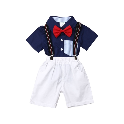 2PCS Toddler Kids Baby Boy Outfit Set Clothes Blue