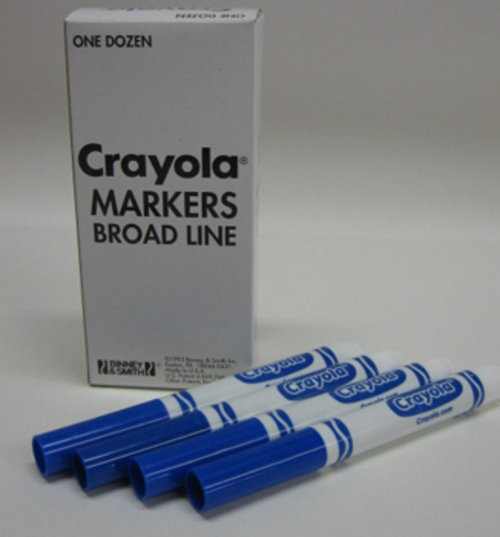 Crayola 770042 Blue Cone Tip Water Based Markers- 1 Dozen