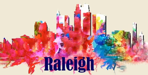 City Of Raleigh License Plate Watercolor Art