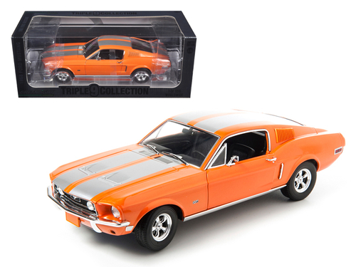 1968 Ford Mustang GT Fastback Orange with Silver Stripes \Triple 9