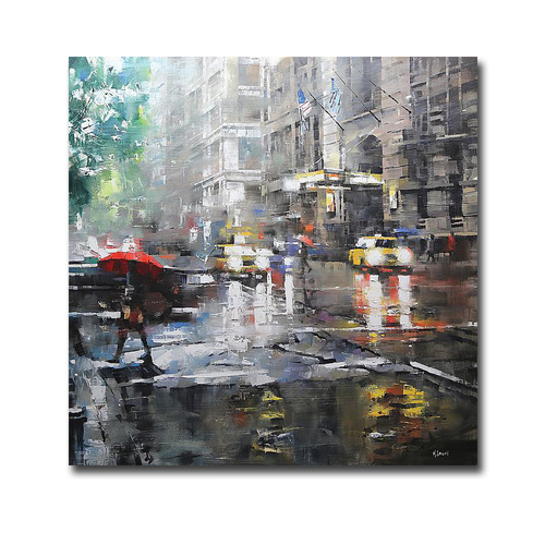 Artistic Home Gallery 1212H473IG Manhattan Red Umbrella by Mark Lague 