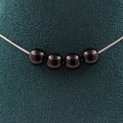 Black Agate 4 beads 8 mm necklace. 