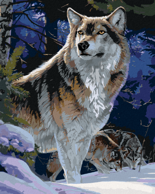 Zuty - Paint by Numbers - WOLF IN THE FOREST IN WINTER (AL AGNEW),