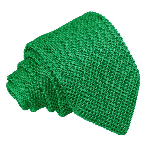 Plain Knitted Slim Tie - Forest Green