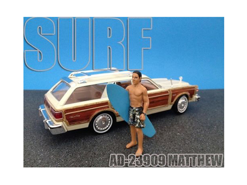 Surfer Matthew Figure For 1:24 Diecast Model Cars by American Diorama