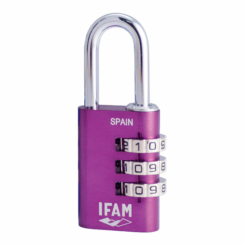 Combination padlock IFAM Combi30 Violet Aluminium Chrome-plated steel