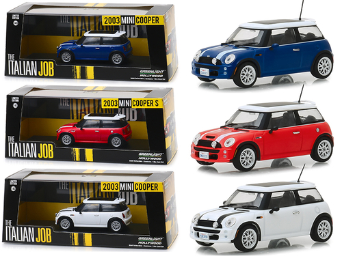 Mini Cooper 3 piece Set \The Italian Job\" (2003) Movie 1/43 Diecast