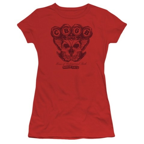 Trevco Cbgb-Moth Skull - Short Sleeve Junior Sheer Tee - Red, 2X