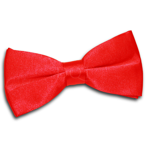 Plain Satin Pre-Tied Bow Tie - Red