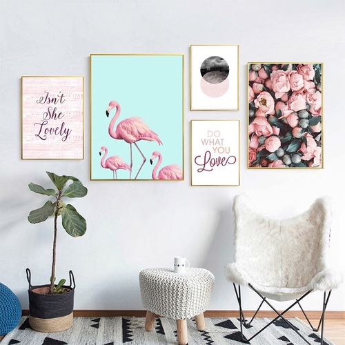 Flamingo Nordic Poster Rose Flowers