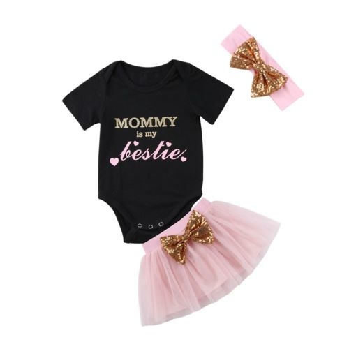 Adorable 3PCS Newborn Baby Girl Short Sleeve