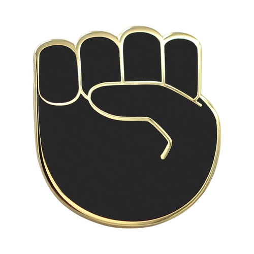  Raised Fist Emoji – Black & Gold Enamel Pin