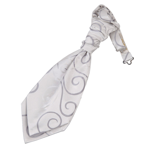 Scroll Pre-Tied Ruche Cravat - Boys - Silver