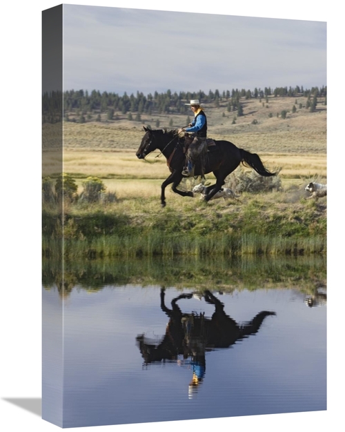 Global Gallery GCS-452591-1218-142 12 x 18 in. Cowboy Riding Horse Bes
