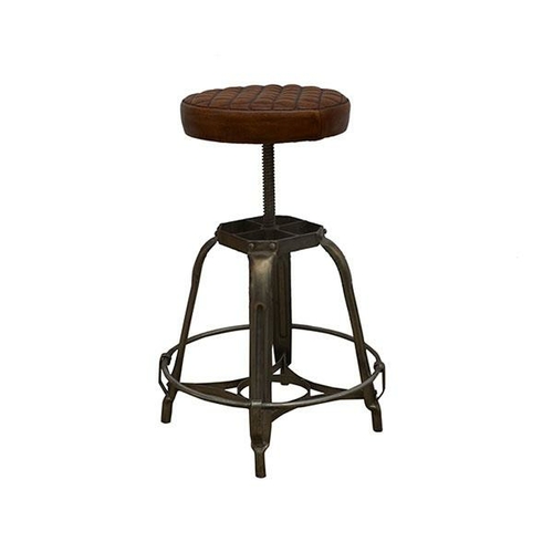 Balducci Leather Industrial Bar Stool