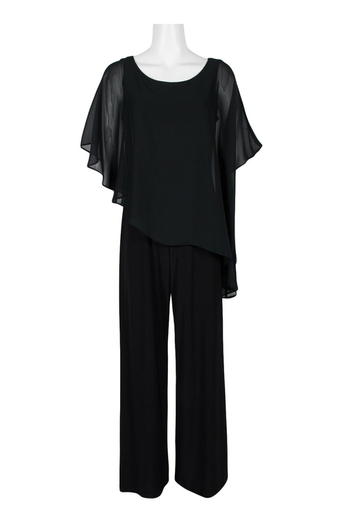 Adrianna Papell Scoop Neck Asymmetrical Popover Chiffon Cape Zipper