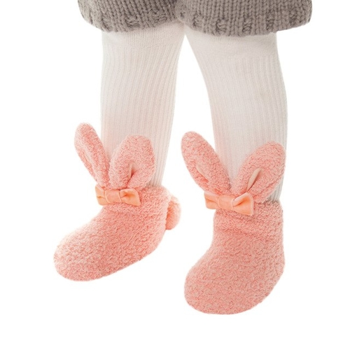 Coral Fleece Soft Warm Solid Rabbit Socks for Baby