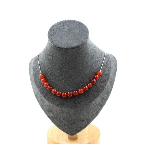 Red Agate 15 beads necklace 8 mm. 