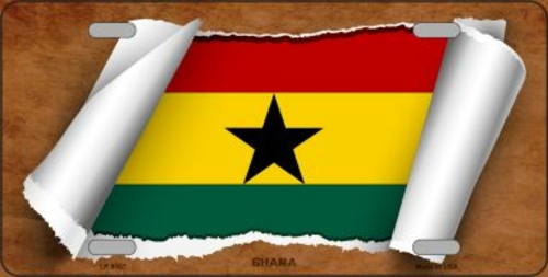 Smart Blonde LP-9107 6 x 12 in. Ghana Flag Scroll Novelty Metal Licens