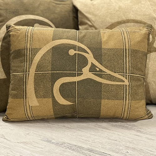 Ducks Unlimited - DU Plaid - Duck Printed - Modern Oblong Pillow