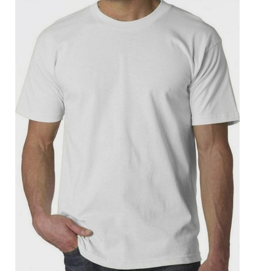 Solid Round Neck Cotton Blend White T-Shirt