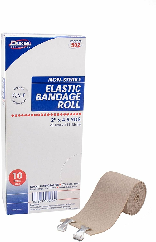 Dukal Elastic Bandages 2 inch x 4.5 Yard. Case of 50 Non-sterile