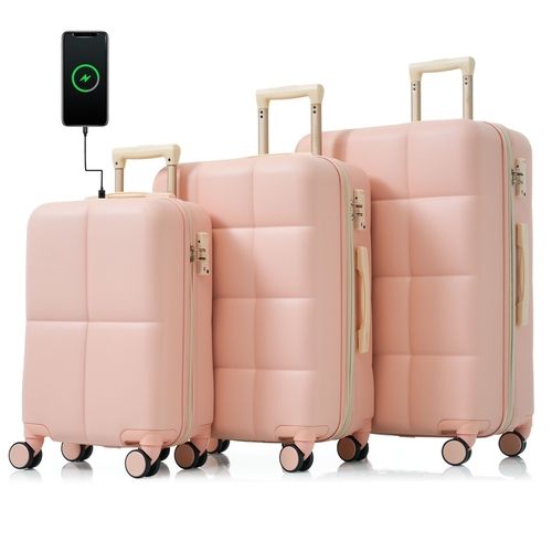Luggage Set of 3, 20-inch with USB Port, Airline Certified Carry-on