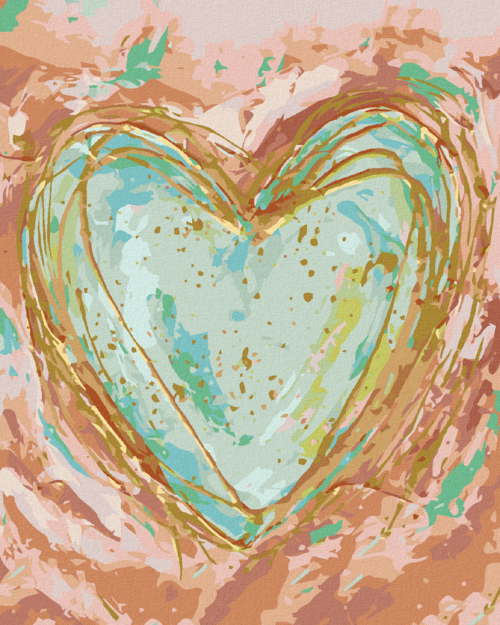 Paint by Numbers - GREEN HEART ON PINK BACKGROUND (HALEY BUSH)