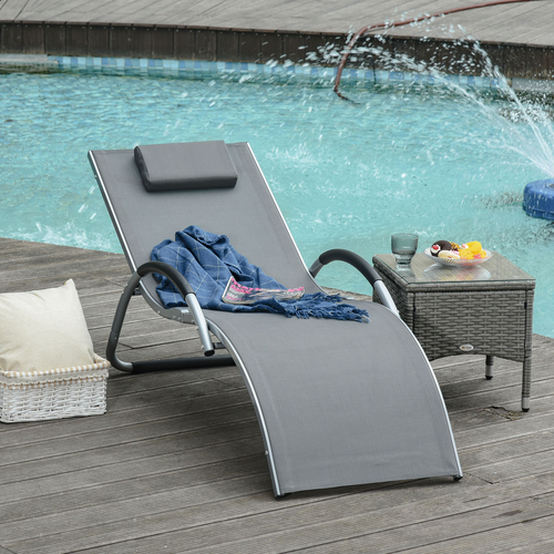 Outsunny Ergonomic Lounger Chair Portable Armchair with Removable