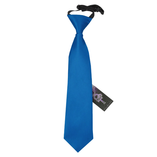 Plain Satin Elasticated Tie - Boys - Electric Blue