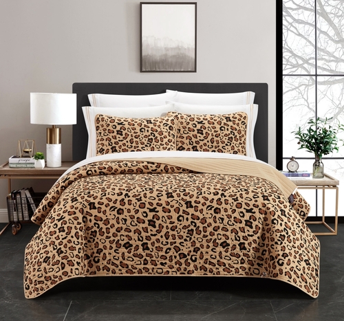 Chic Home BQS23612-US 9 Piece Toyger Quilt Set - Black, Gold & Tan