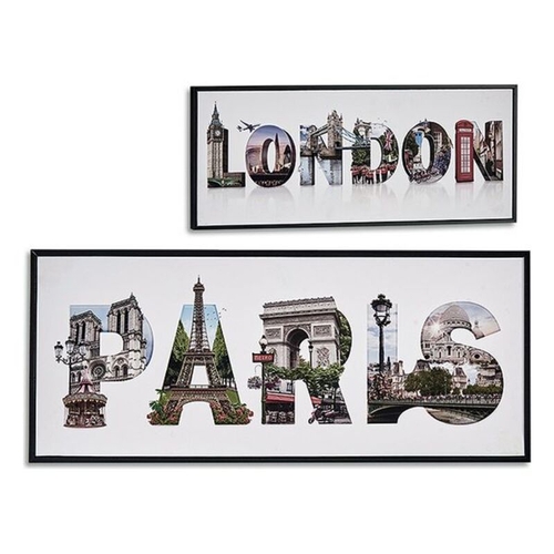 Painting With frame City Black Particleboard (21,2 x 2 x 51,2 cm)