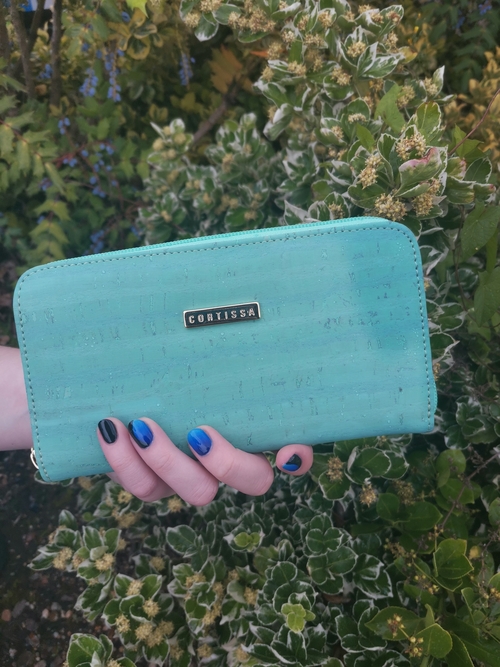 Sally aqua cork wallet