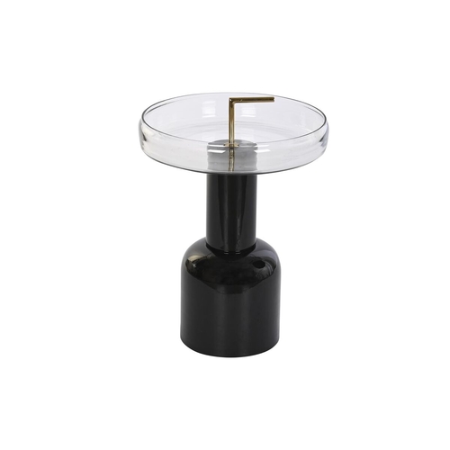 Side table DKD Home Decor Crystal Black Transparent Iron 41 x 41 x 57