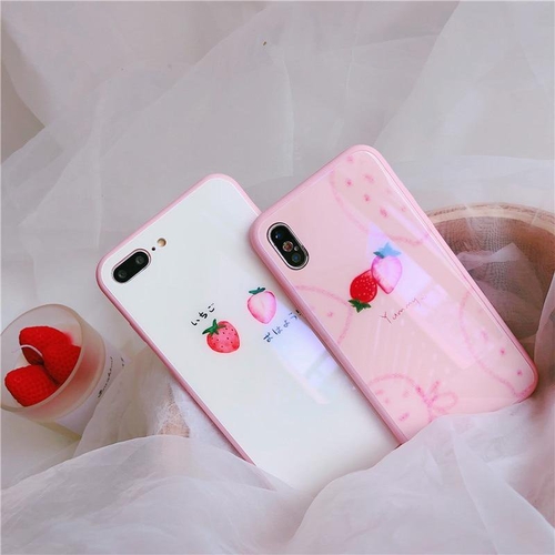 Japanese Strawberry Glossy Hard Phone Case