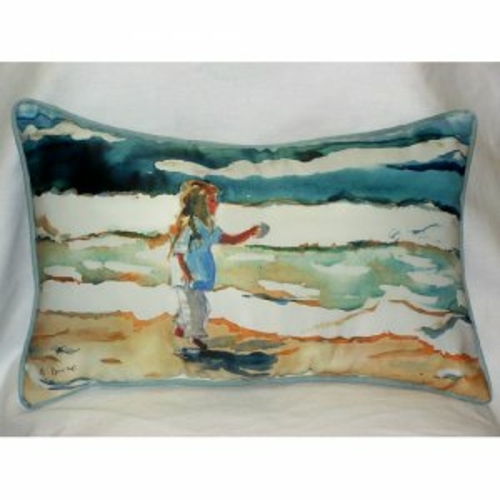 Betsy Drake ZP602 Girl at the Beach Throw Pillow- 20 x 24 in.