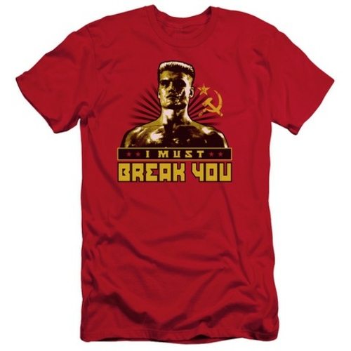 Trevco Mgm-Rocky-I Must Break You Short Sleeve Adult 30-1 Tee, Red
