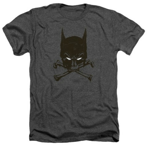 Batman-Bat And Bones - Adult Heather Tee - Charcoal, Small