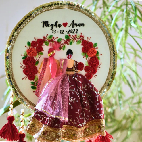 Customisable Mandap Theme Wedding Embroidery Hoop with Tassels + Free