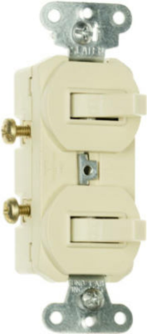 Pass & Seymour 690IGCC6 15A Grounding 2 Single Pole Switches- Ivory