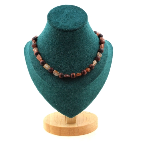 Red rutile Quartz + Matte Red Tiger's Eye 8 mm beads necklace.