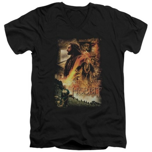 Trevco Hobbit-Golden Chamber Short Sleeve Adult V-Neck 30-1 Tee- Black