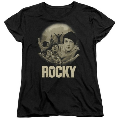 Trevco Rocky-Feeling Strong Short Sleeve Womens Tee, Black - XL