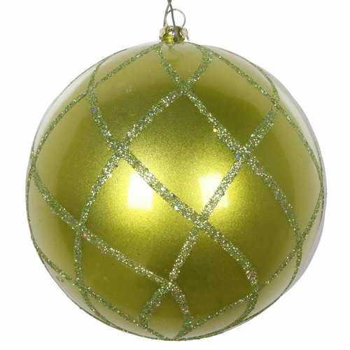 Vickerman MT198173D 4.75 in. Lime Candy Glitter Net Ornament - 3 per B