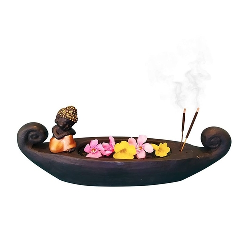 Cute Baby Buddha on a Boat with Dhoop Stick Stand | Ideal for